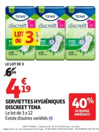 Serviettes Hygiéniques Discreet Tena
