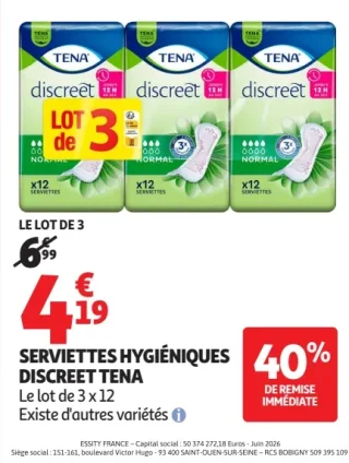 Serviettes Hygiéniques Discreet Tena