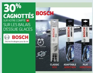Balais d'essuie-glaces Bosch (Classic Eco, Adaptable Aerotwin, Plat Aerotwin)