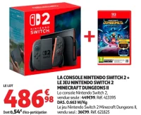 La console Nintendo Switch 2 + Le jeu Nintendo Switch 2 Minecraft Dungeons II
