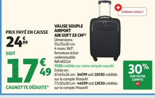 VALISE SOUPLE AIRPORT AIR SOFT 55 CM