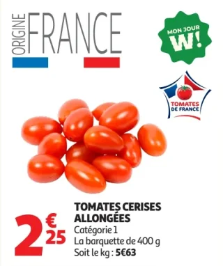 Tomates cerises allongées