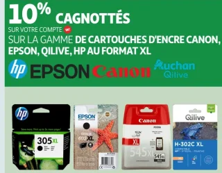 Gamme de cartouches d'encre Canon, Epson, Qilive, HP au format XL