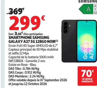 SMARTPHONE SAMSUNG GALAXY A27 5G 128GO NOIR