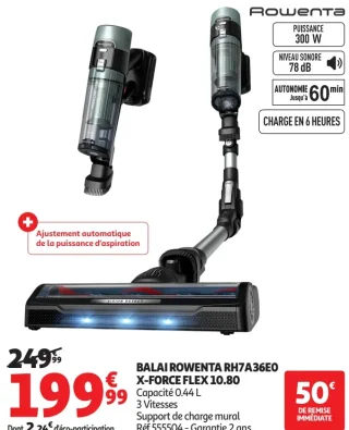 Balai Rowenta RH7A36EO X-Force Flex 10.80