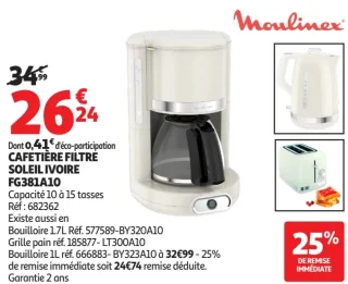 Cafetière filtre Soleil Ivoire Moulinex FG381A10