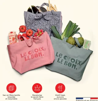 Sac en fibre textile recyclée et recyclable Auchan Le Choix, Le Bon