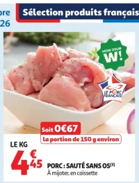 Porc : Sauté sans os
