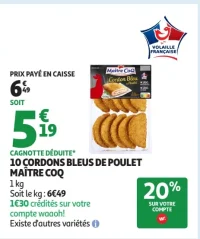 10 cordons bleus de poulet Maître Coq