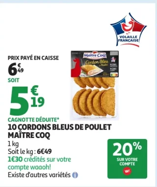 10 cordons bleus de poulet Maître Coq