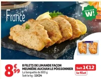 8 Filets de limande façon meunière Auchan Le Poissonnier