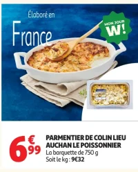 Parmentier de colin lieu Auchan Le Poissonnier