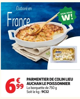Parmentier de colin lieu Auchan Le Poissonnier