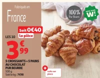 5 CROISSANTS + 5 PAINS AU CHOCOLAT PUR BEURRE