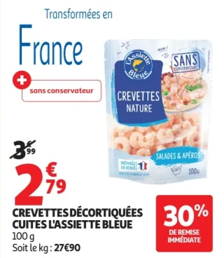 Crevettes Décortiquées Cuites L'Assiette Bleue