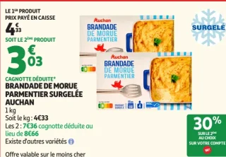 BRANDADE DE MORUE PARMENTIER SURGELÉE AUCHAN