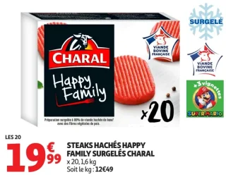 STEAKS HACHÉS HAPPY FAMILY SURGELÉS CHARAL