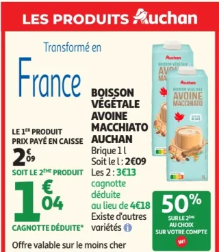 Boisson végétale avoine macchiato Auchan