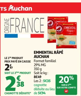 Emmental Râpé Auchan Format Familial