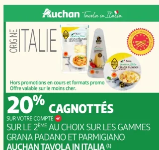 Grana Padano et Parmigiano Auchan Tavola in Italia