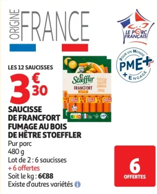 SAUCISSE DE FRANCFORT FUMAGE AU BOIS DE HÊTRE STOEFFLER