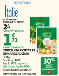 Tortellini Ricotta et Épinards Auchan
