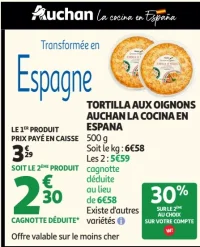 Tortilla aux oignons Auchan La Cocina en Espana