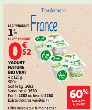 YAOURT NATURE BIO VRAI