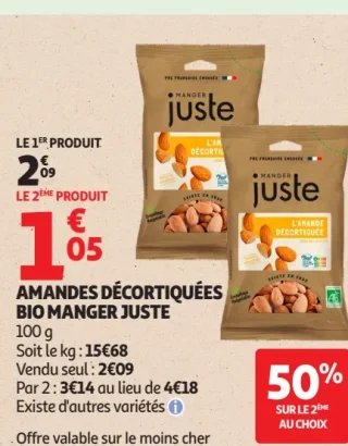 AMANDES DÉCORTIQUÉES BIO MANGER JUSTE