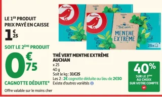 Thé vert Menthe Extrême Auchan