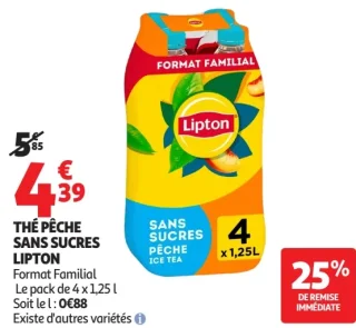 Thé pêche sans sucres Lipton