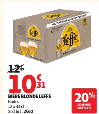 BIÈRE BLONDE LEFFE Boites 12 x 33 cl