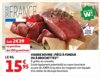 Viande bovine : Pièce à fondue ou à brochettes