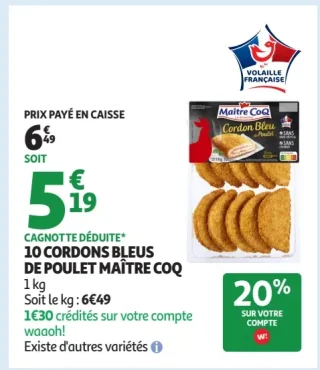 10 cordons bleus de poulet Maître CoQ