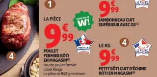 Petit rôti cuit d'échine rôti en magasin