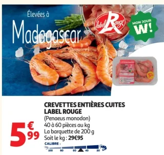 Crevettes Entières Cuites Label Rouge