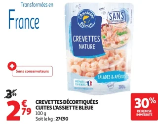 Crevettes Décortiquées Cuites L'Assiette Bleue