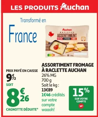 Assortiment Fromage à Raclette Auchan