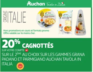 Grana Padano et Parmigiano Auchan Tavola in Italia