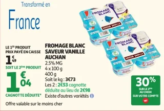FROMAGE BLANC SAVEUR VANILLE AUCHAN 2.5% MG