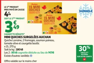 Mini quiches surgelées Auchan