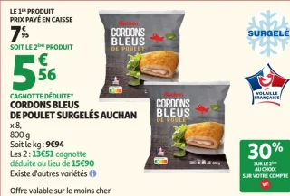 Cordons bleus de poulet surgelés Auchan