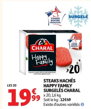 Steaks hachés Happy Family surgelés Charal