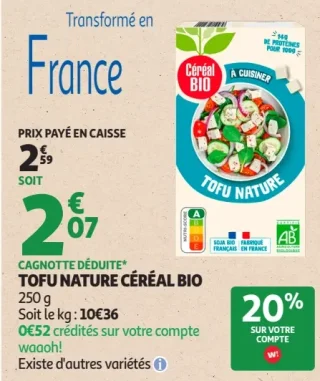 Tofu nature Céréal Bio