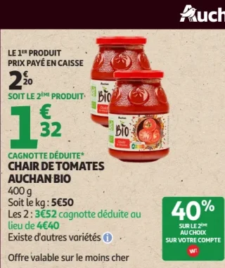 Chair de tomates Auchan Bio