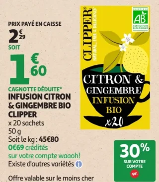 Infusion citron & gingembre bio Clipper