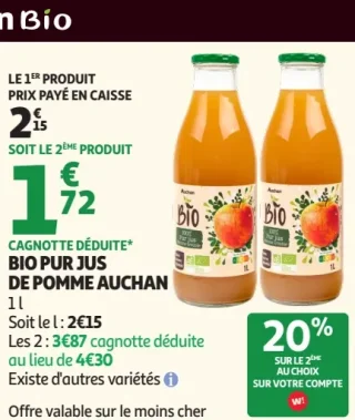 Bio pur jus de pomme Auchan