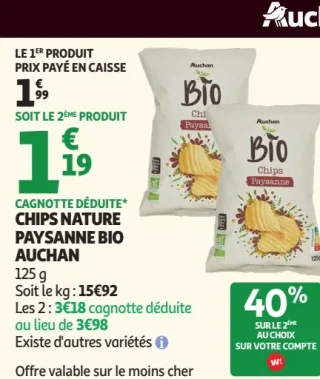 Chips nature paysanne bio Auchan