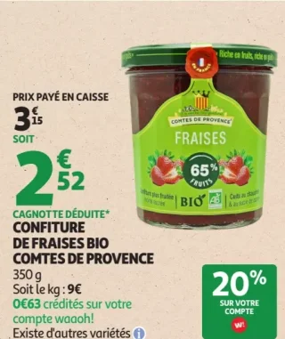 Confiture de fraises bio Comtes de Provence