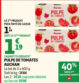 PULPE DE TOMATES AUCHAN